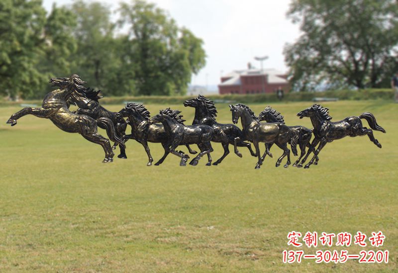 东莞八骏图八匹马群铜雕