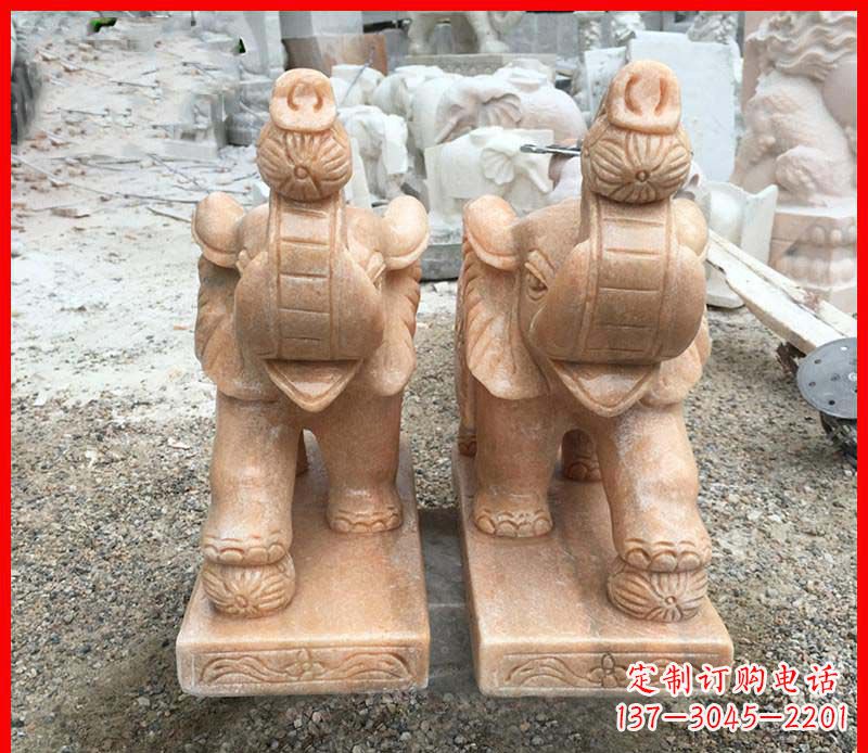 东莞鼻卷绣球的小象石雕