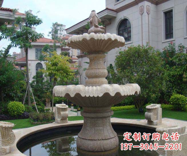 东莞别墅景观石雕多层喷泉雕塑