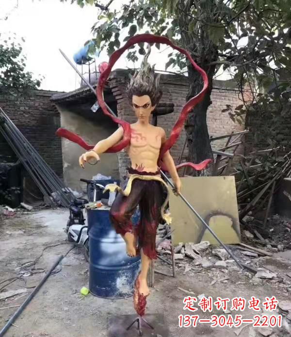 东莞仿真玻璃钢哪吒雕塑精美绝伦