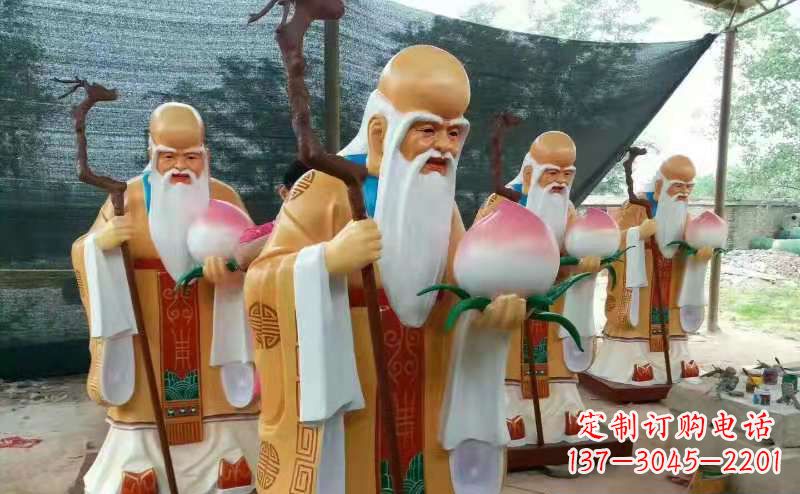 东莞玻璃钢宗教庙宇神像彩绘老寿星雕塑