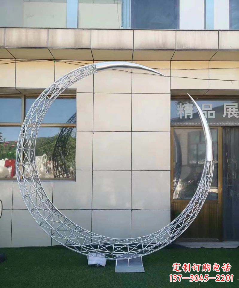 东莞不锈钢别墅月亮镂空雕塑