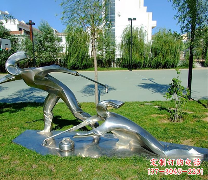东莞不锈钢冰壶雕塑 (2)
