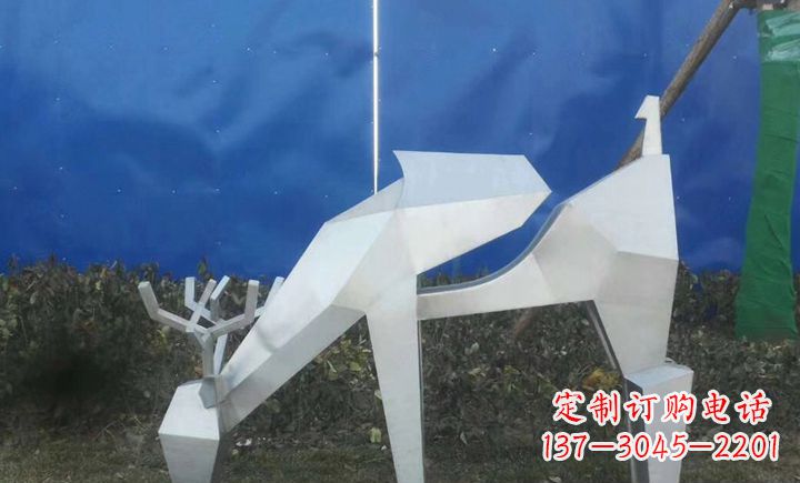 东莞不锈钢不规则梅花鹿公园景观雕塑
