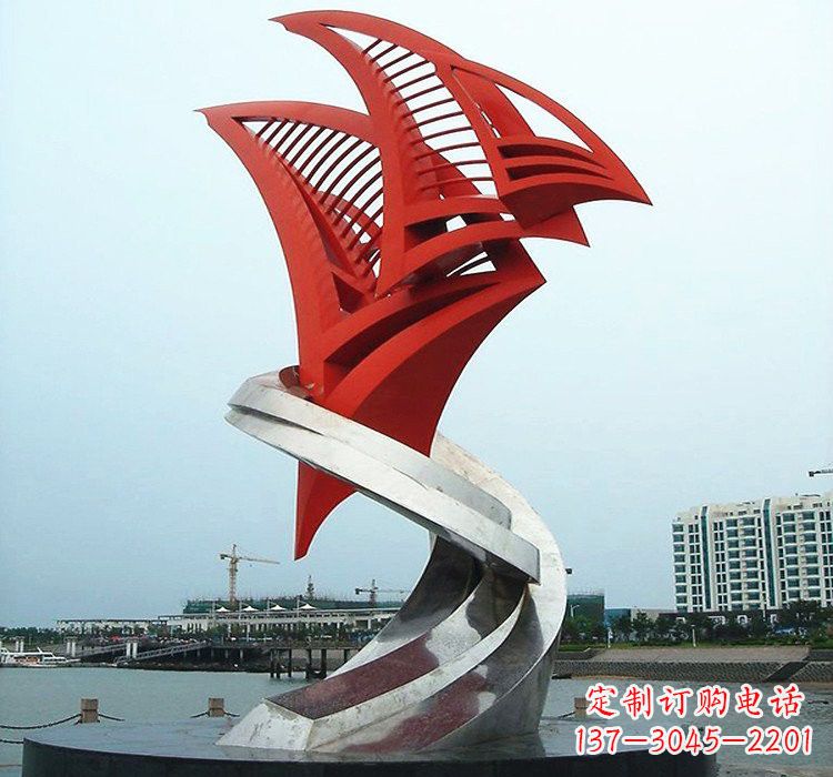 东莞不锈钢彩色帆船雕塑