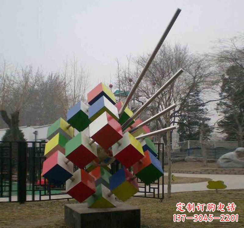 东莞不锈钢彩色魔方雕塑