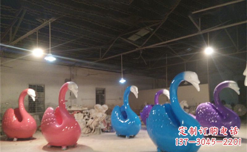 东莞不锈钢彩色天鹅动物雕塑