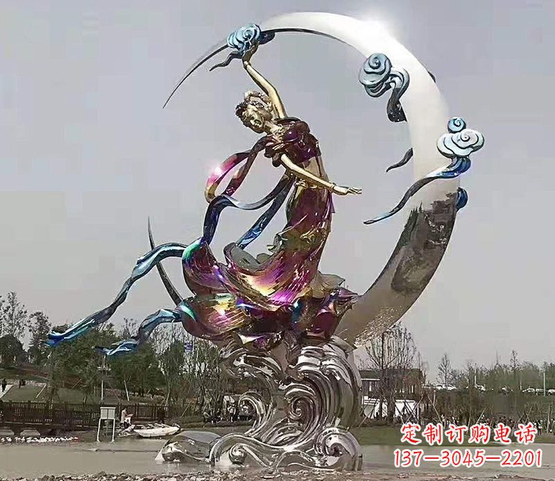 东莞不锈钢嫦娥奔月雕塑 (2)