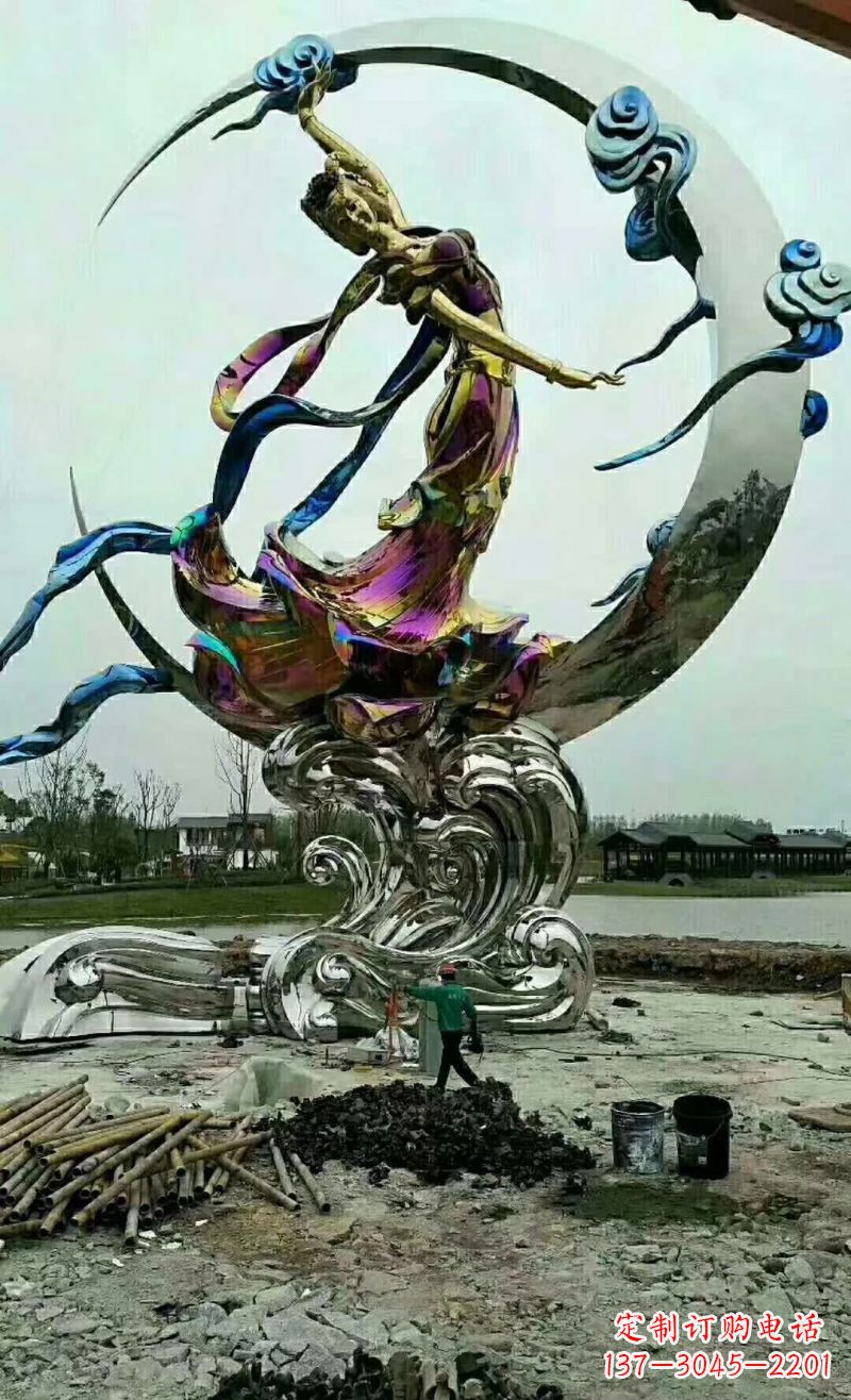 东莞不锈钢嫦娥奔月雕塑1