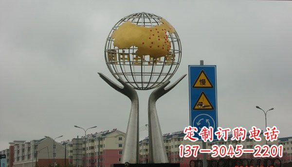 东莞不锈钢城市景观手捧地球雕塑