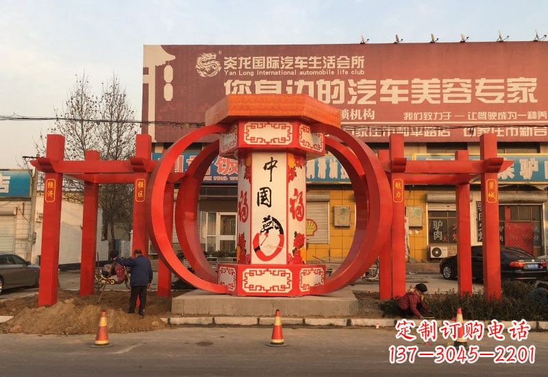 东莞不锈钢城市中国梦灯笼雕塑