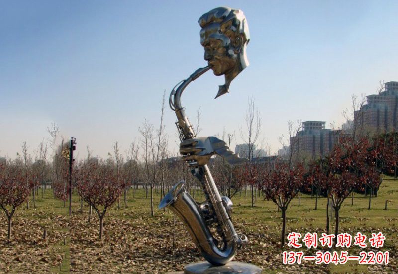 东莞不锈钢抽象吹萨克斯人物雕塑