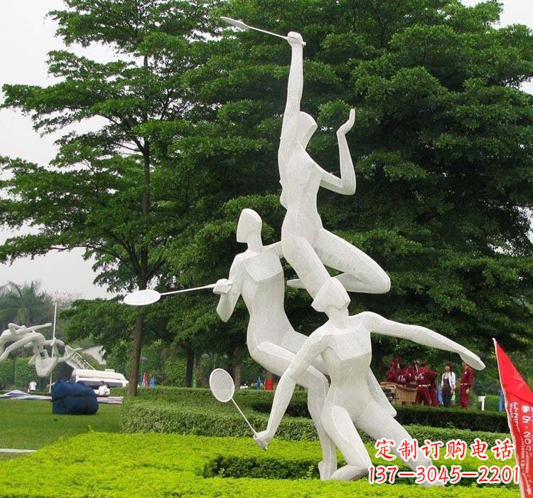 东莞不锈钢抽象打羽毛球人物运动雕塑
