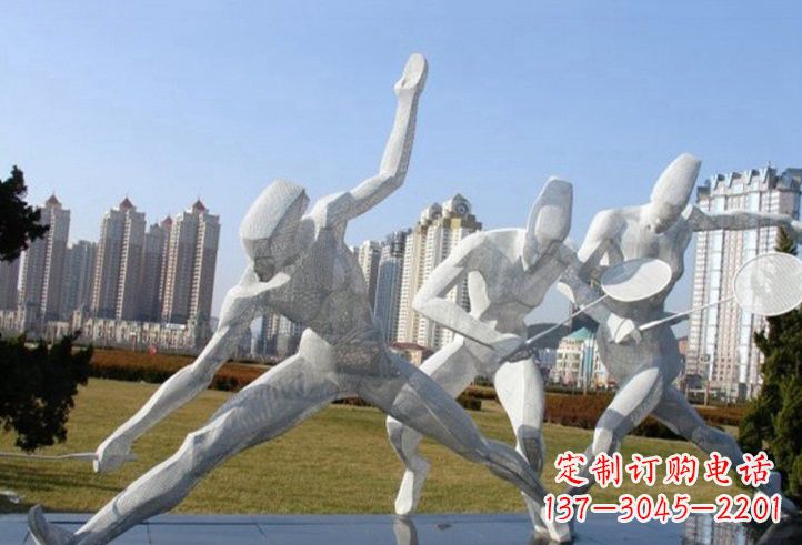 东莞不锈钢抽象打羽毛球人物雕塑