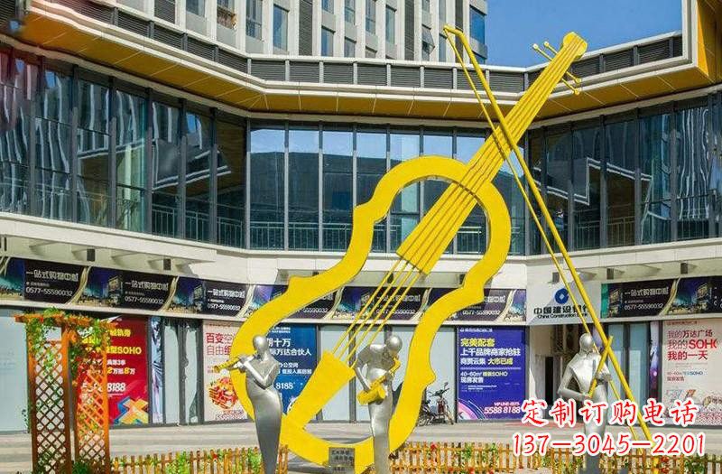 东莞不锈钢大提琴雕塑美的融合