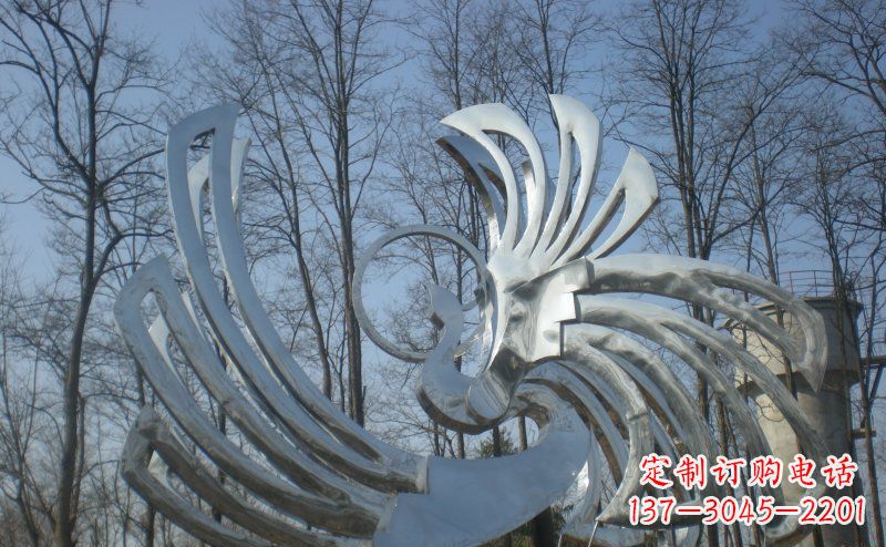 东莞不锈钢抽象凤凰雕塑 (4)