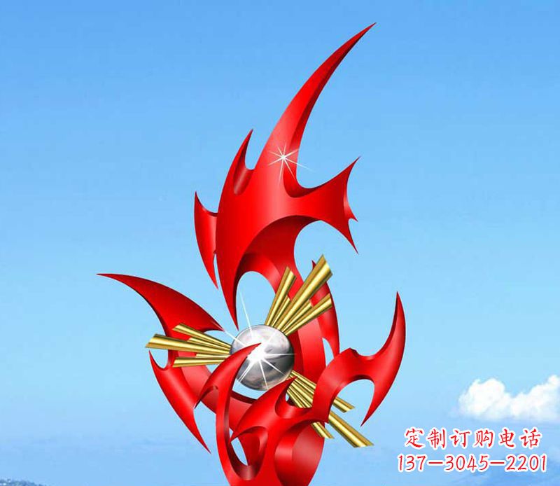 东莞不锈钢抽象火苗雕塑 (2)