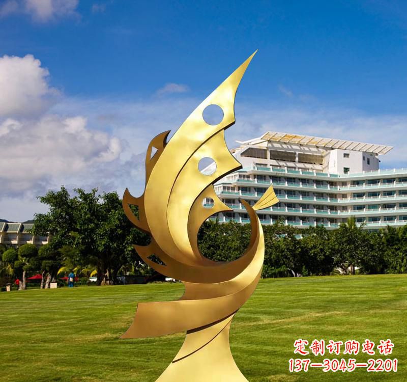 东莞不锈钢抽象金凤凰雕塑