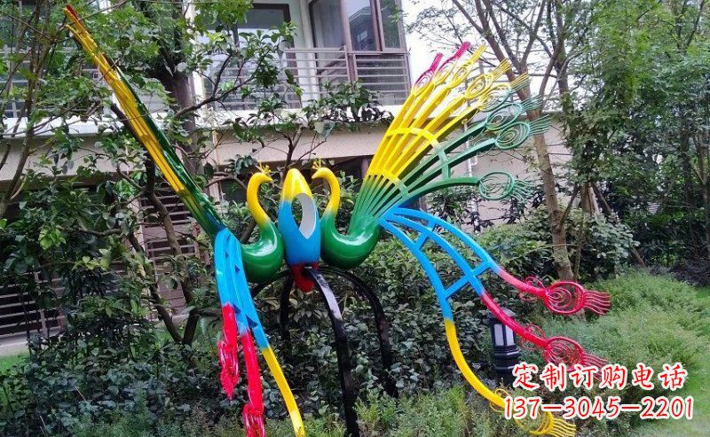 东莞不锈钢抽象孔雀雕塑 (4)
