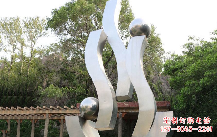 东莞不锈钢抽象飘带小区景观雕塑