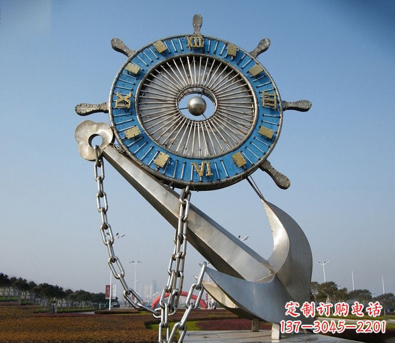 东莞不锈钢船舵雕塑 广场