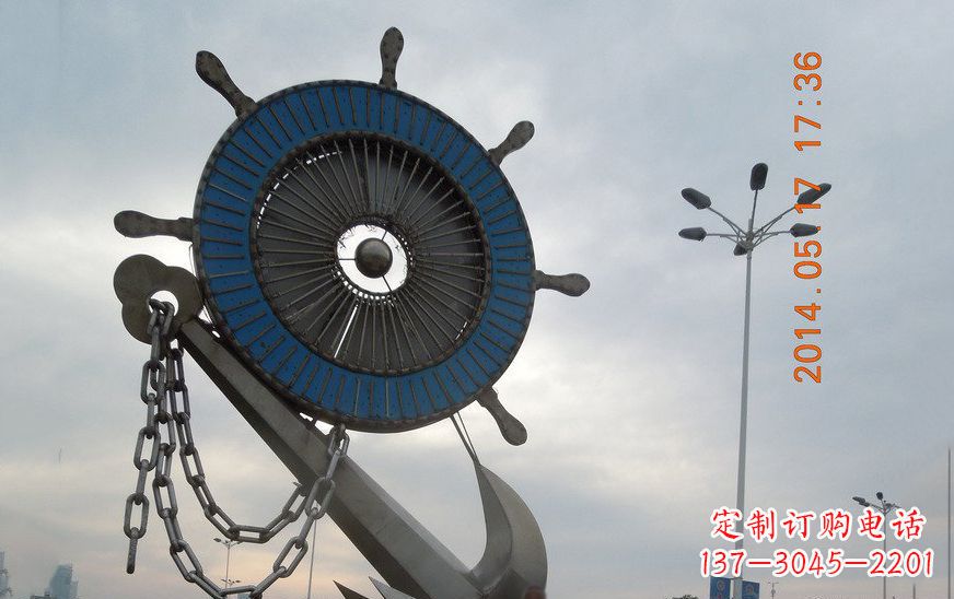 东莞不锈钢船舵景观雕塑