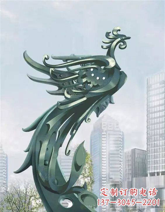 东莞不锈钢大型抽象凤凰雕塑