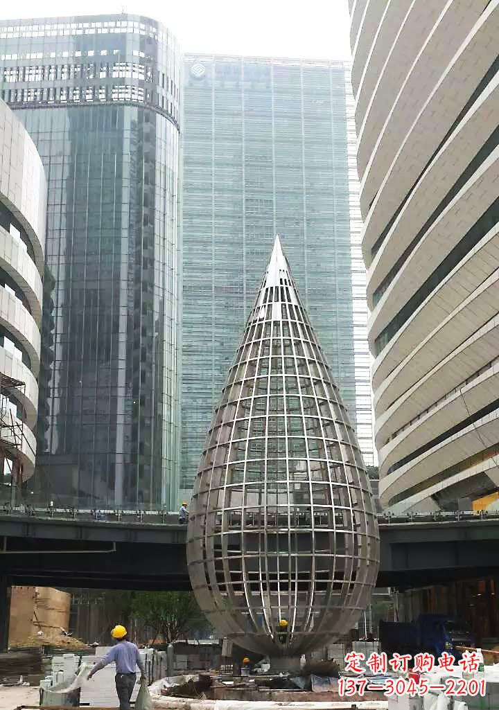东莞不锈钢大型镂空水滴城市景观雕塑