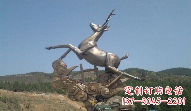 东莞不锈钢动物飞奔的鹿雕塑