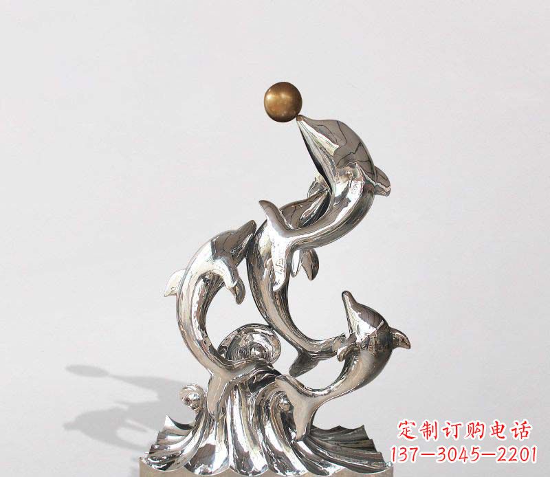 东莞不锈钢动物海豚雕塑1
