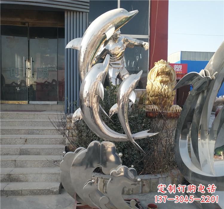 东莞不锈钢动物海豚雕塑