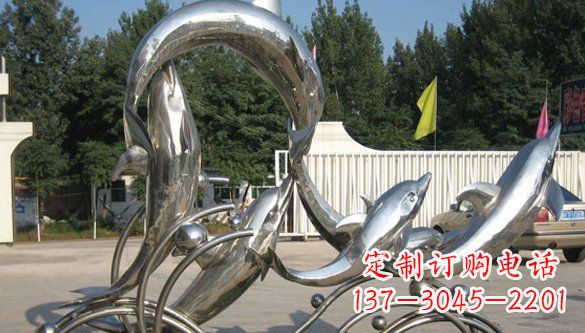 东莞不锈钢动物海豚雕塑 (2)