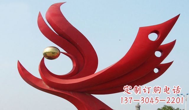东莞不锈钢凤凰龙珠雕塑