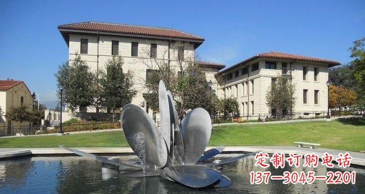 东莞不锈钢公园抽象花朵喷泉雕塑