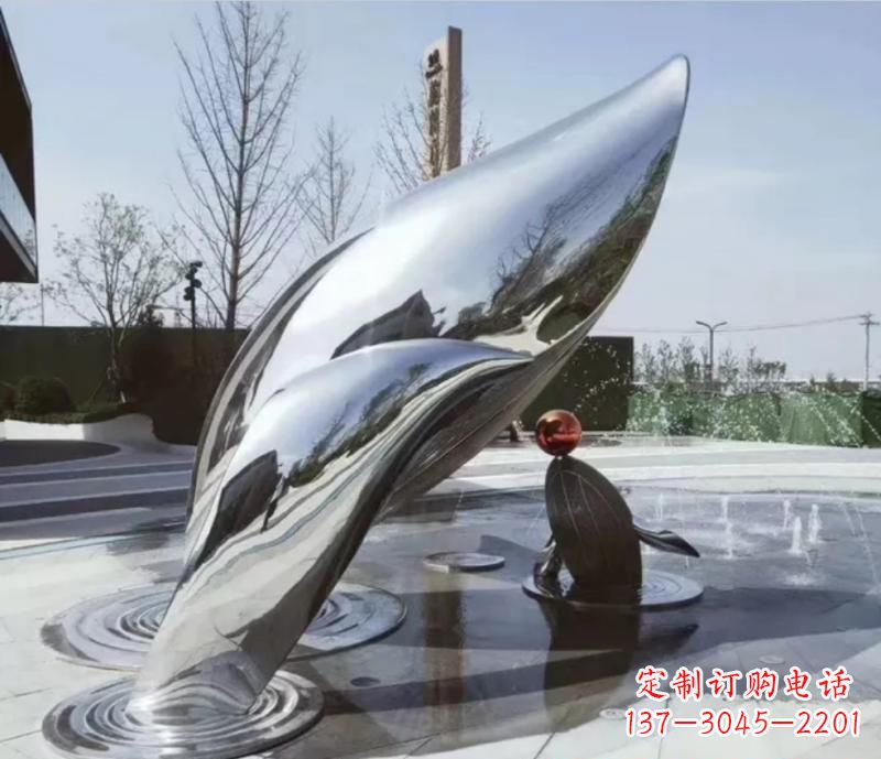东莞精美不锈钢海豚雕塑