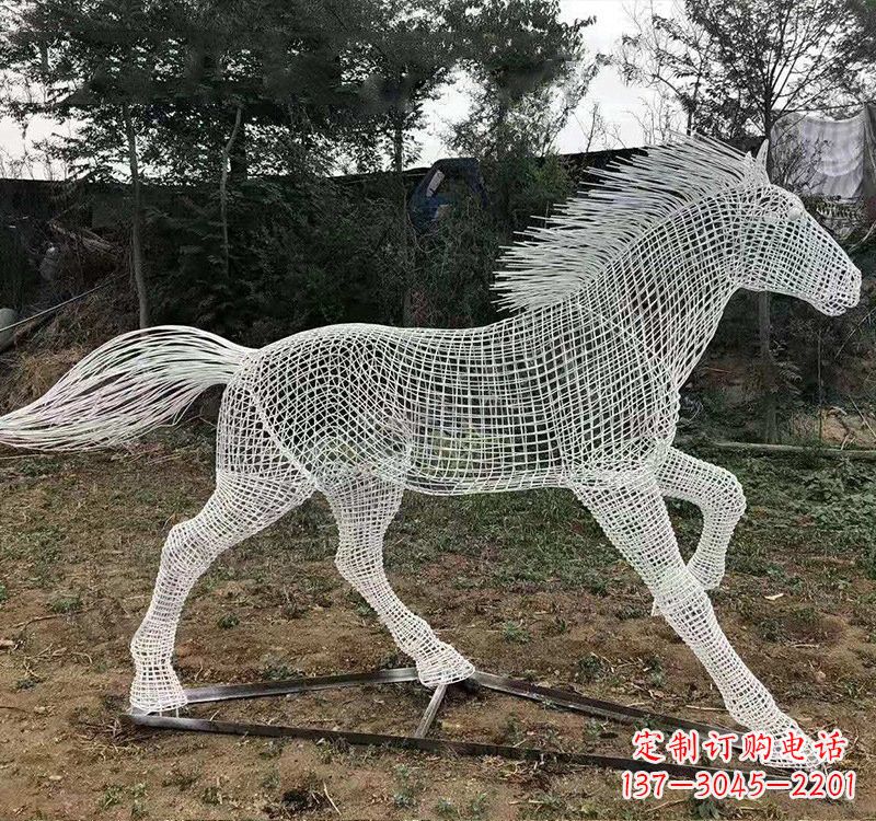 东莞不锈钢公园镂空奔马雕塑