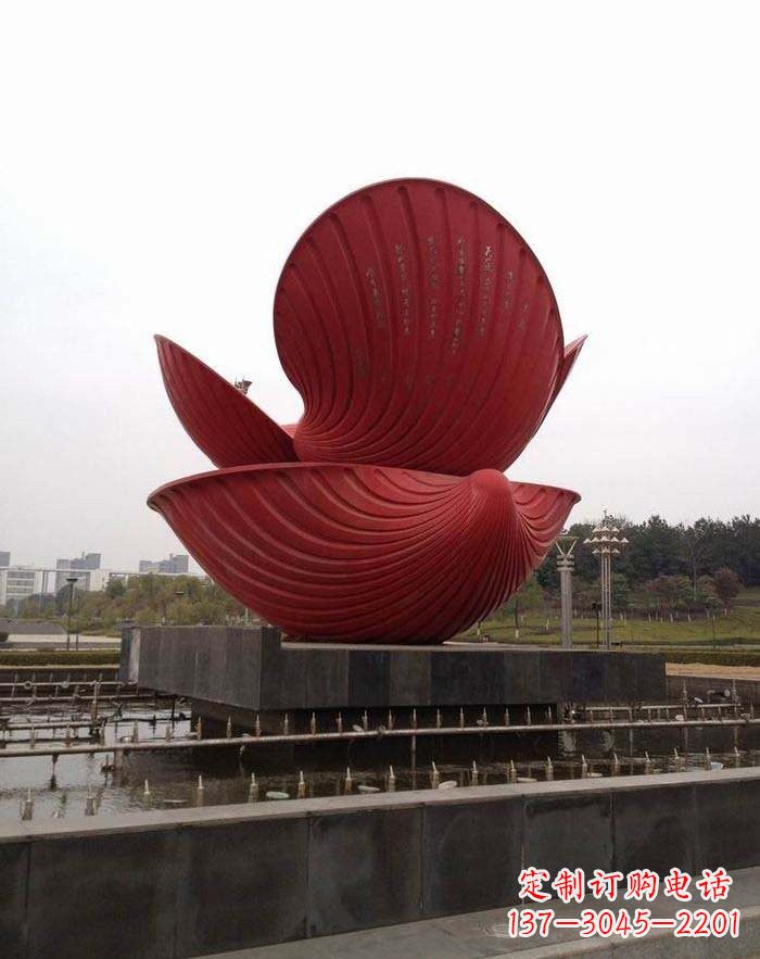 东莞不锈钢广场贝壳喷泉雕塑