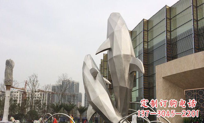 东莞不锈钢海豚喷泉雕塑精美的海洋之美