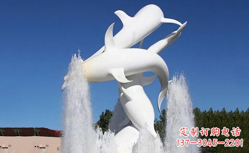 东莞不锈钢海豚喷泉雕塑传递海豚的美丽