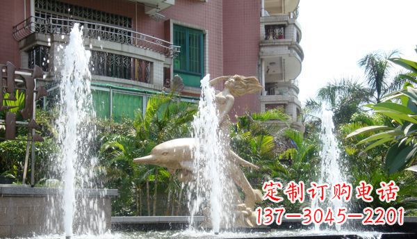 东莞不锈钢海豚喷泉雕塑