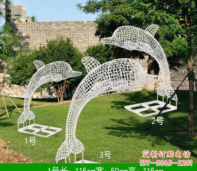 东莞不锈钢海豚组合雕塑精美的艺术品