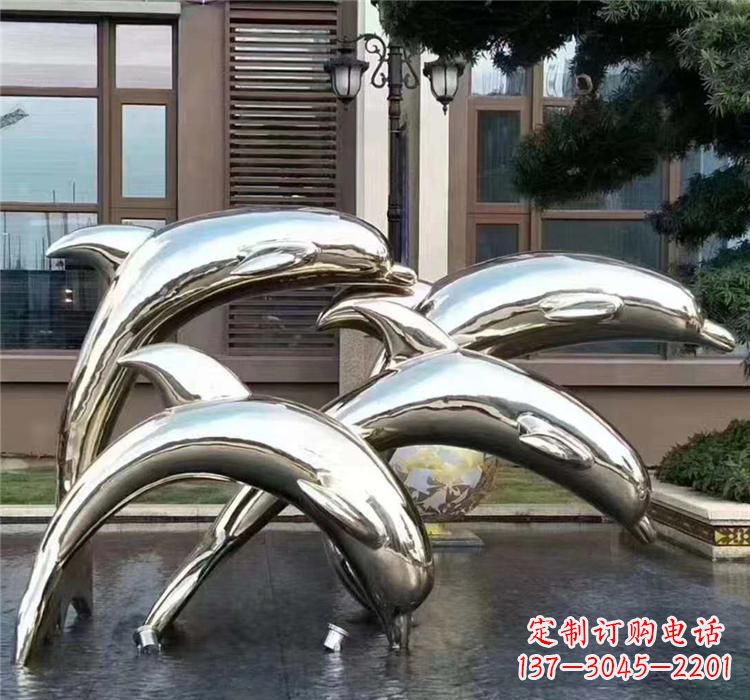 东莞不锈钢海洋动物雕塑——海豚
