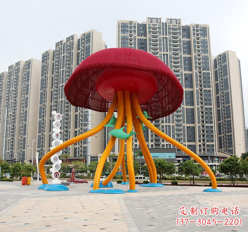 东莞不锈钢海洋水母动物雕塑精美绝伦