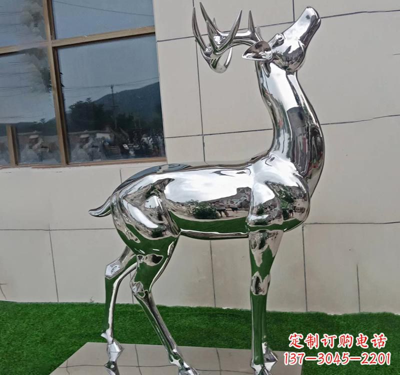 东莞不锈钢户外动物鹿雕塑精致大气的艺术品