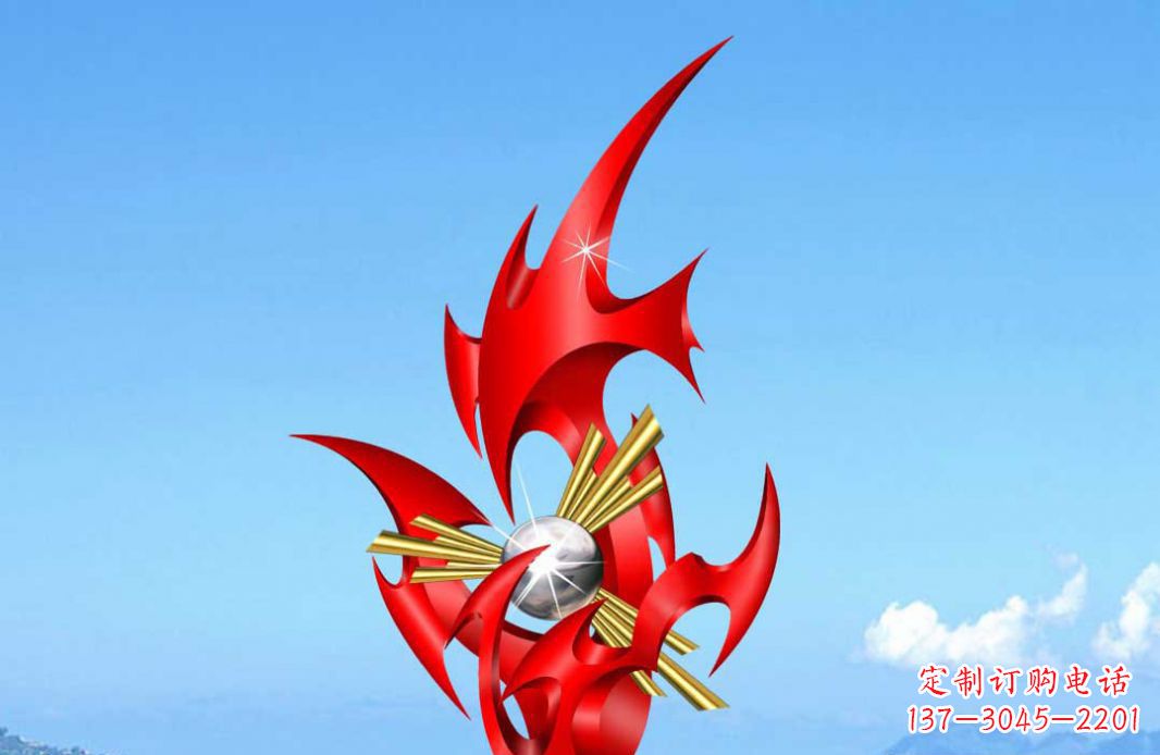 东莞不锈钢火苗抽象景观雕塑给城市添彩