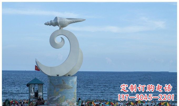 东莞海浪与海螺雕塑的结合——不锈钢景区的美景