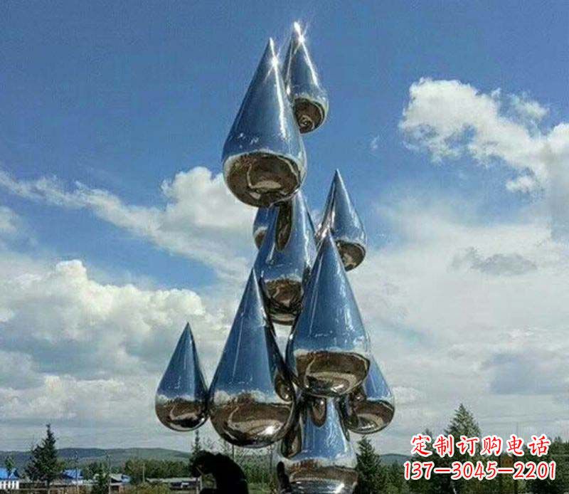 东莞不锈钢镜面大型水滴雕塑——艺术精美、精致优雅
