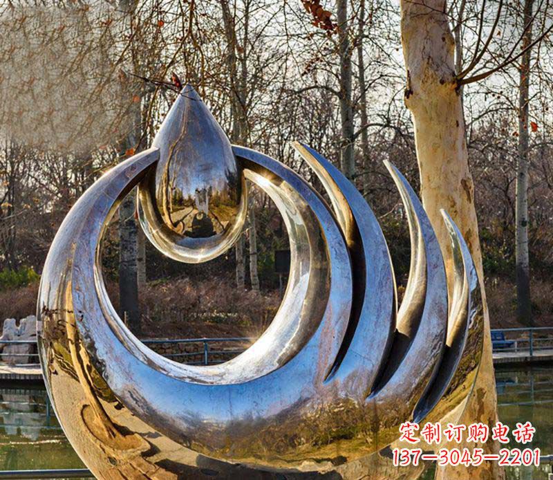 东莞不锈钢水滴园林雕塑