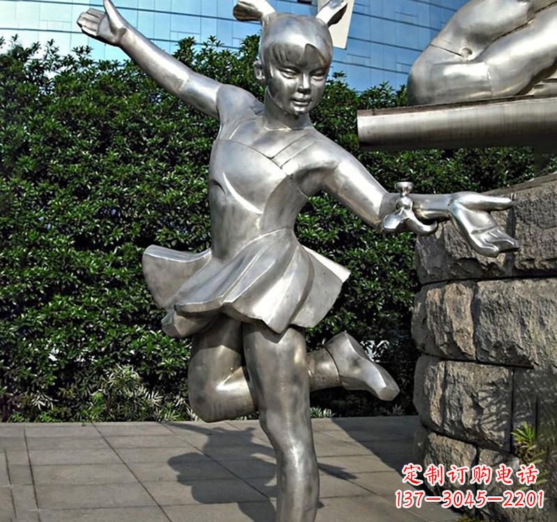 东莞不锈钢跳舞儿童人物雕塑