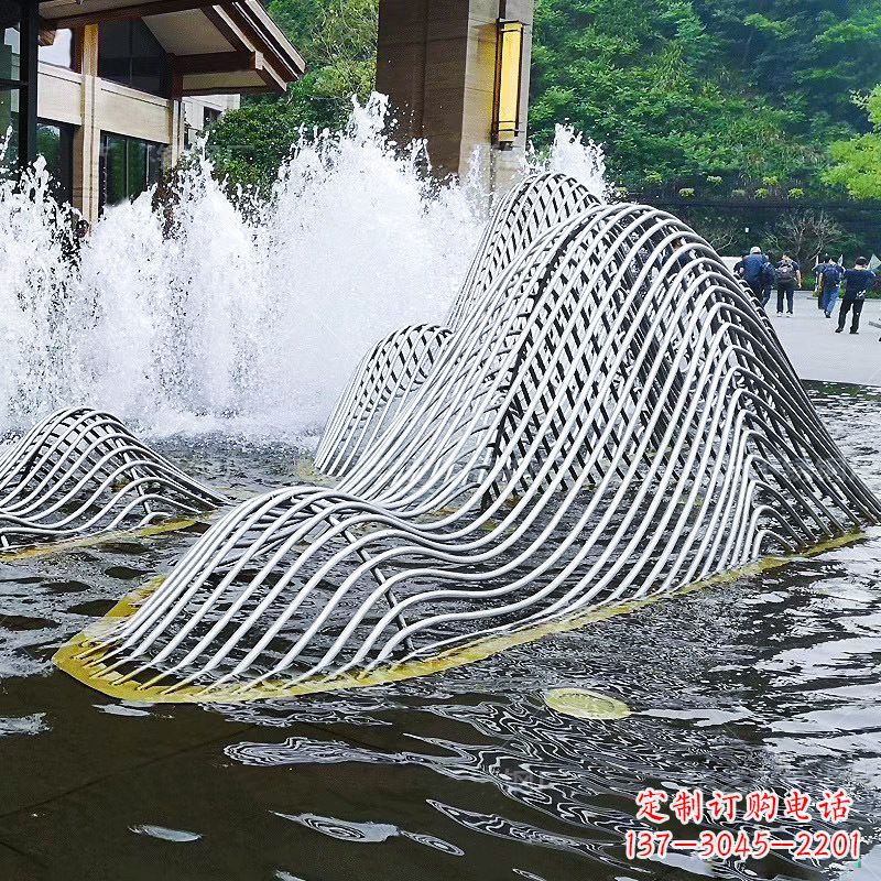 东莞不锈钢网格制作的假山雕塑